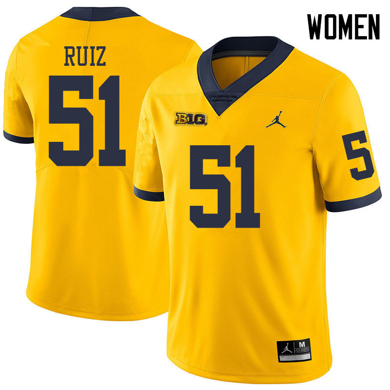 Jordan Brand Women #51 Cesar Ruiz Michigan Wolverines College Football Jerseys Sale-Yellow